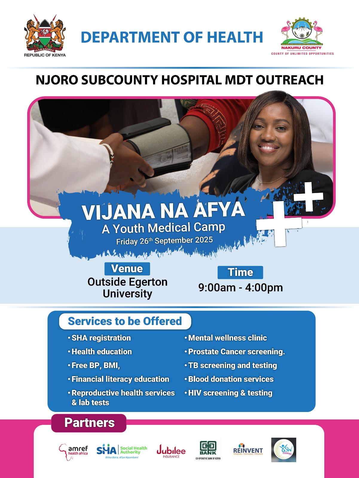 Njoro Subcounty Hospital MDT Outreach Vijana na afya Youth Medical Camp