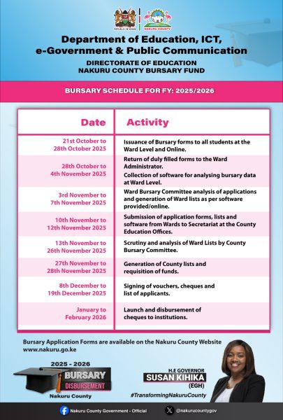 Bursary Schedule 2025-2026